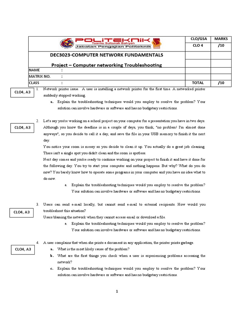 Troubleshooting Computer Networking Issues | PDF | Troubleshooting ...