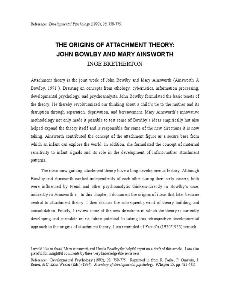 The Origins of Attachment Theory | PDF | Attachment Theory | Psychoanalysis