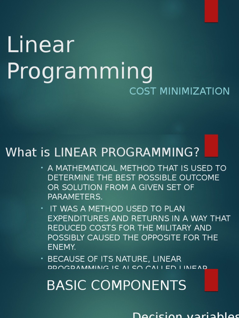 Linear Programming: Cost Minimization | PDF