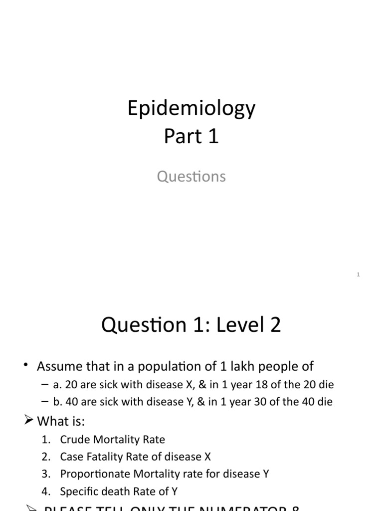 Epidemiology Questions and Answers Calculating Rates, Assessing Validity and Reliability PDF