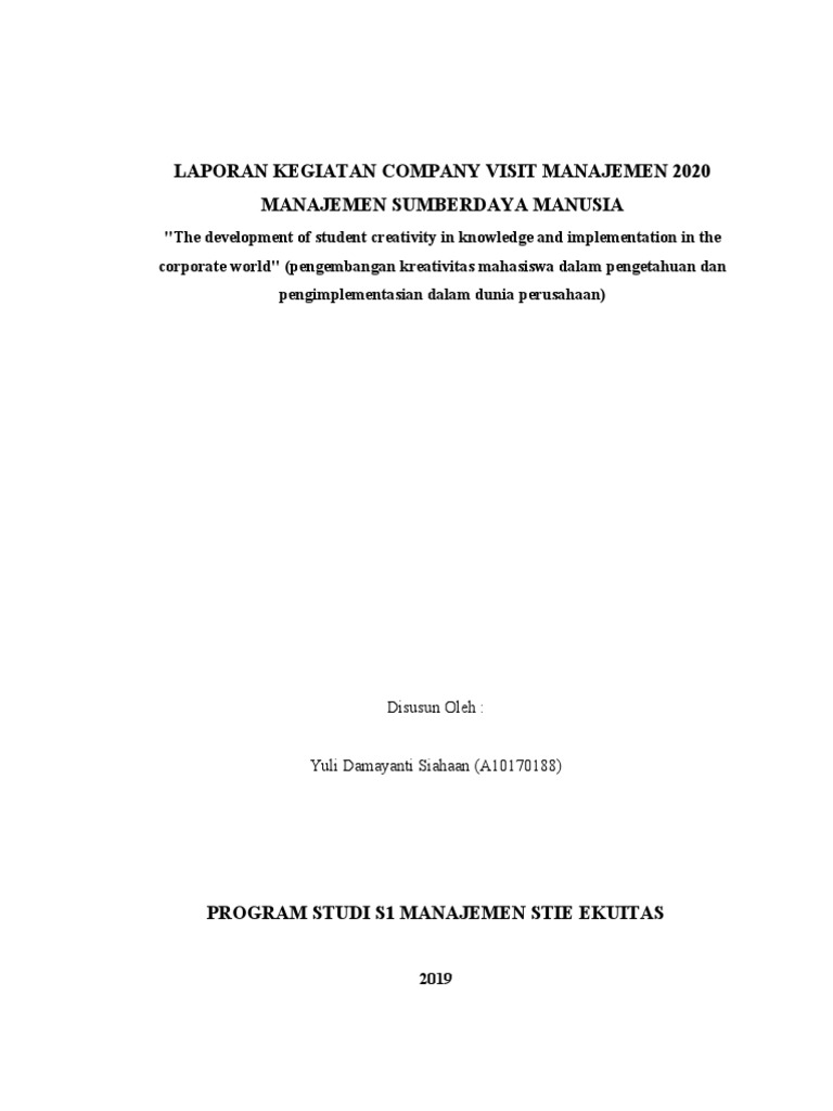 Laporan Kegiatan Pany Visit Manajemen 2020