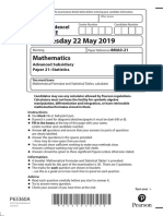 8MA0-21 AS Mathematics (Statistics) May 2019 Examination Paper PDF