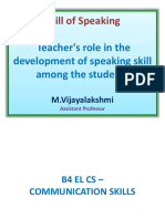 Skill of Speaking: Teacher's Role in The Development of Speaking Skill Among The Students