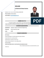 Resume: Application For The Post of Mechanical Design Engineer