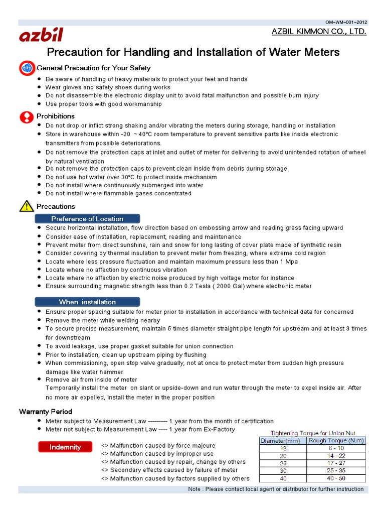 Water Meter Installation Manual 2012 | PDF | Manufactured Goods | Building Engineering