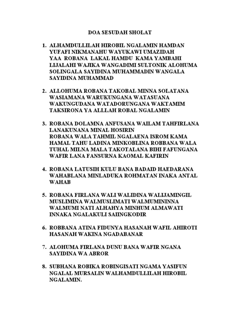 DOA SESUDAH SHOLAT