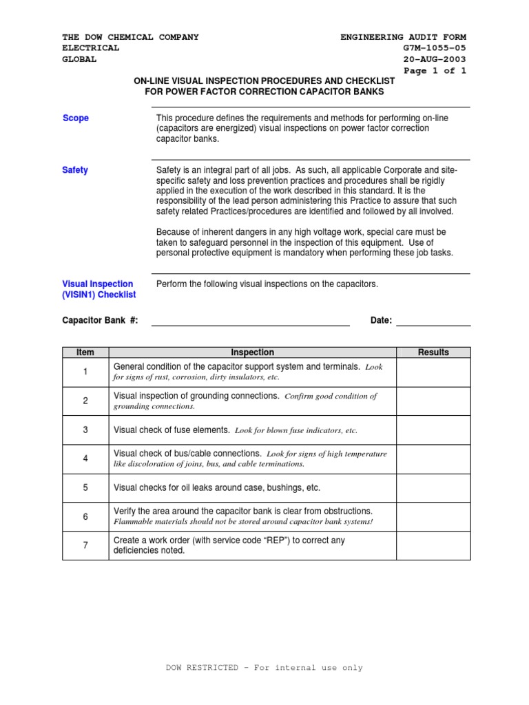 G7M105505 OnLine Visual Inspection Procedures and Checklist PDF