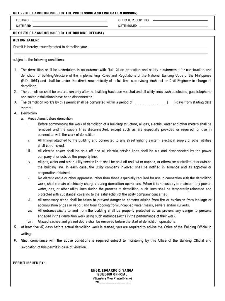 Demolition Permit Guidelines and Conditions | PDF | Demolition | Government