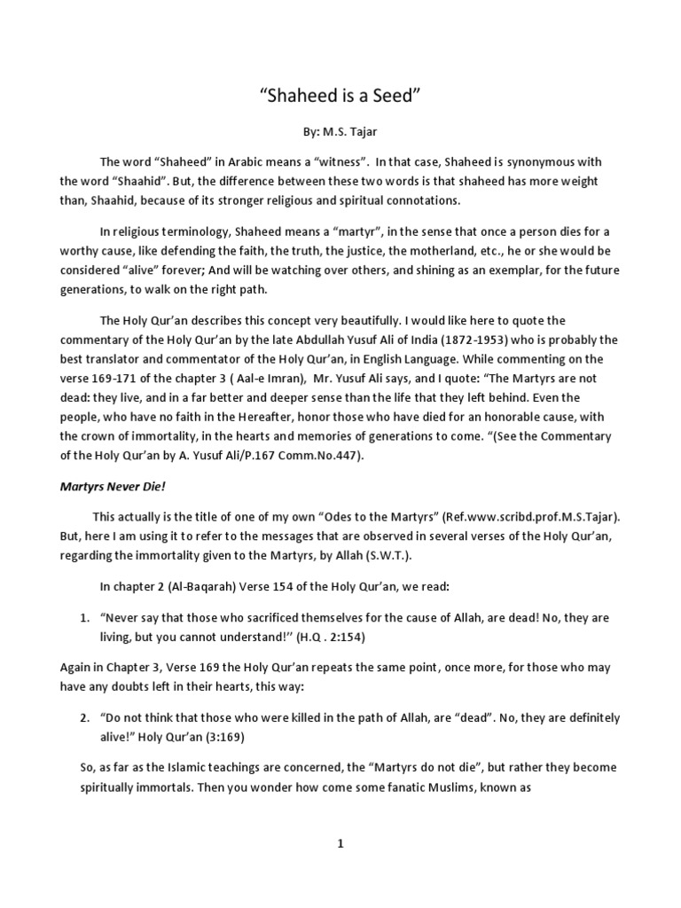 Understanding Martyrdom in Islam | PDF