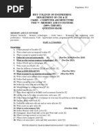 Ifet College of Engineering Department of Cse & It Cs6303 - Computer Architecture Unit V - Memory and I/O Systems (100% THEORY) Question Bank