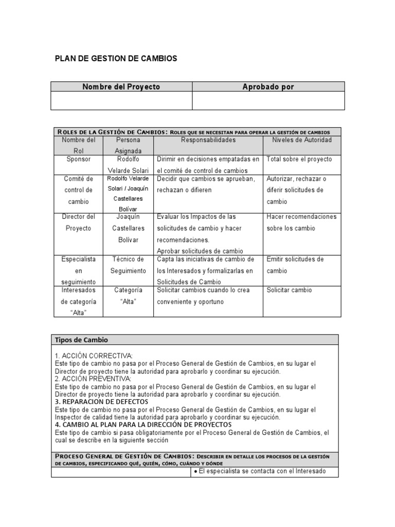 Plan de Gestión Del Cambio | PDF | Informática y tecnología de la ...