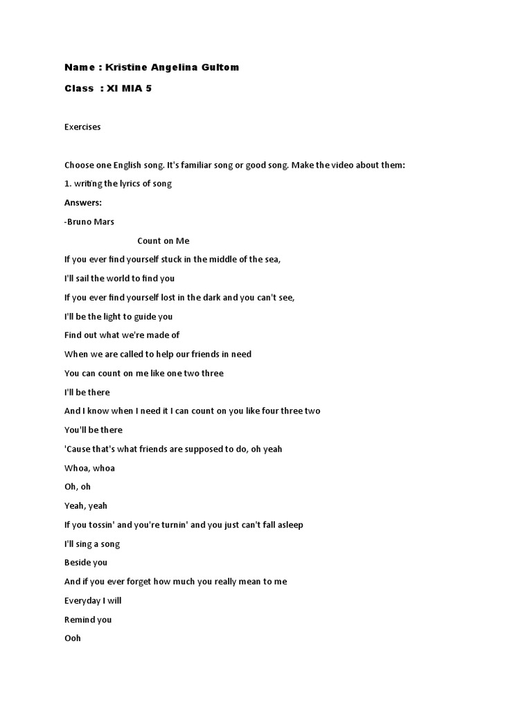 B Inggris Kristine Pdf Songs Music Media