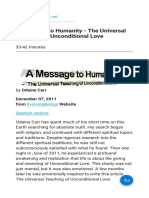 A Message To Humanity - The Universal Teaching of Unconditional Love
