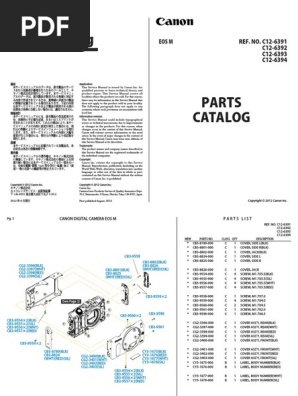 EOS M 本体、バッテリー、取扱説明書 ジャンク Canon EOS M Parts Catalog | PDF