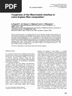 Toughness of The Fiber/matrix Interface in Nylon-6/glass Fiber Compositest