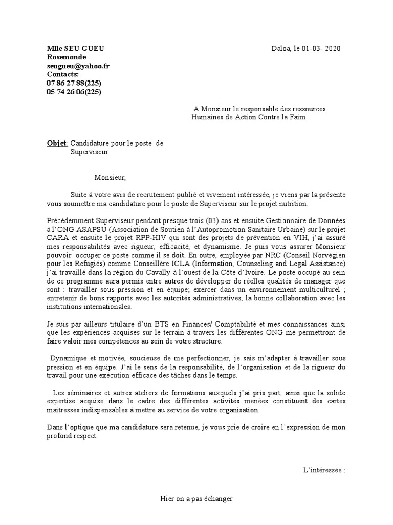 Lettre de Motivation | PDF | Business