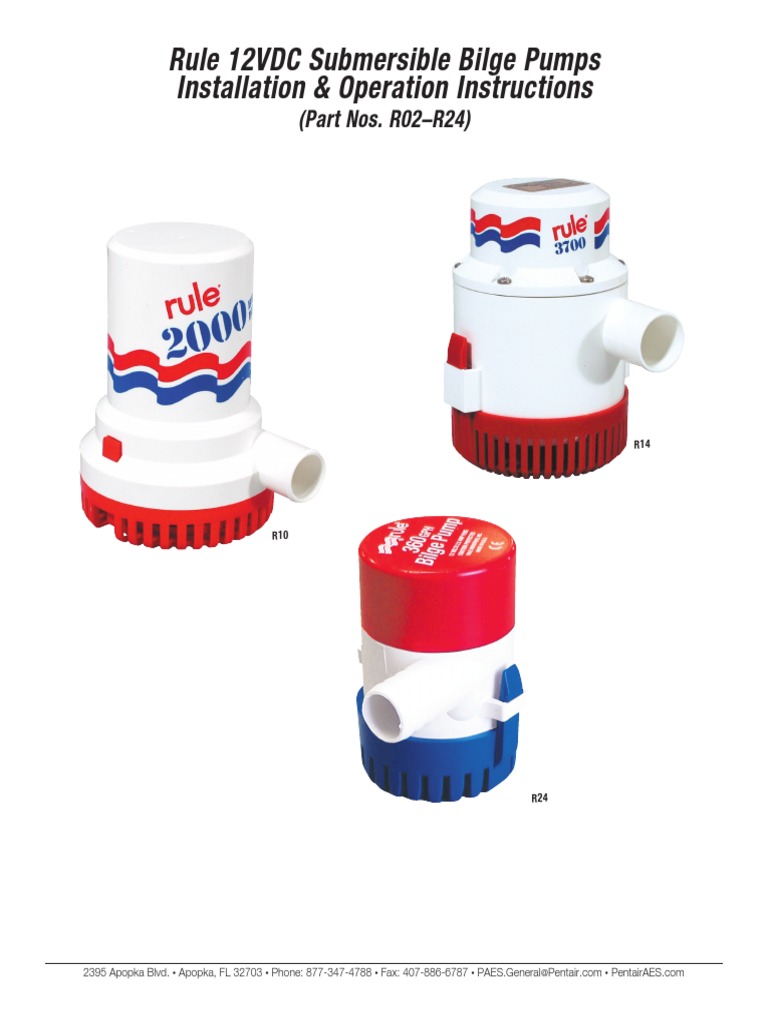 Rule 12VDC Submersible Bilge Pumps Installation & Operation