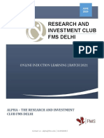 Research and Investment Club Fms Delhi: Online Induction Learning - Batch 2021