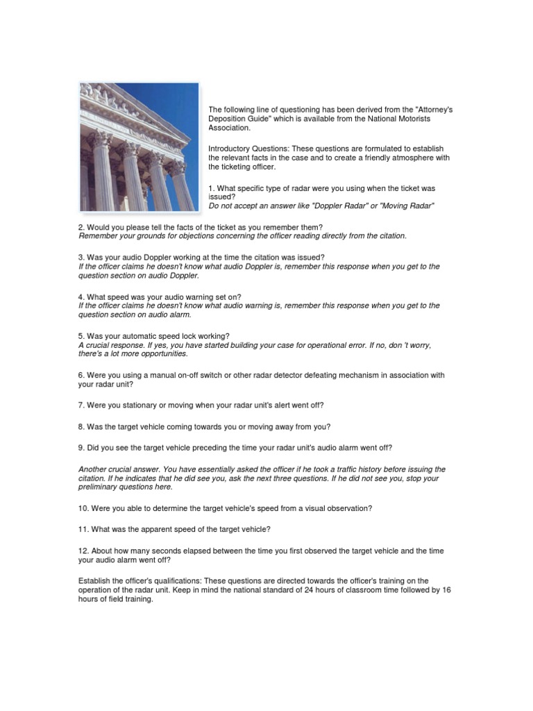 Cross-Examination of Traffic Officers | PDF | Radar | Speed Limit