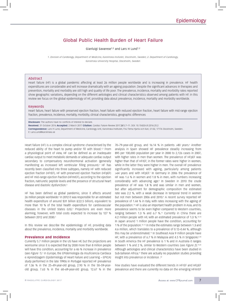 Global Public Health Burden of Heart Failure EPIDEMIOLOGY | PDF | Heart ...
