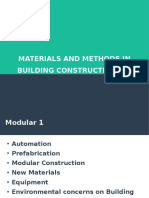 MODULAR CONSTRUCTION AND PREFABRICATION MATERIALS