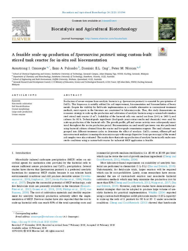 Biocatalysis and Agricultural Biotechnology Armstrong I. Omoregie