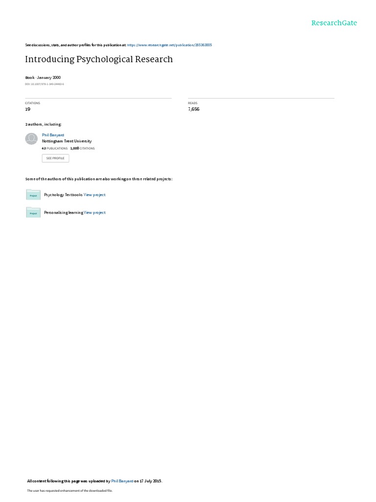 Introducing Psychological Research: January 2000 | PDF | Hypnosis ...