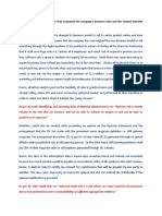 Write A Note For The Audit File That Evaluated The Company's Business Risks and The Related Inherent Risks