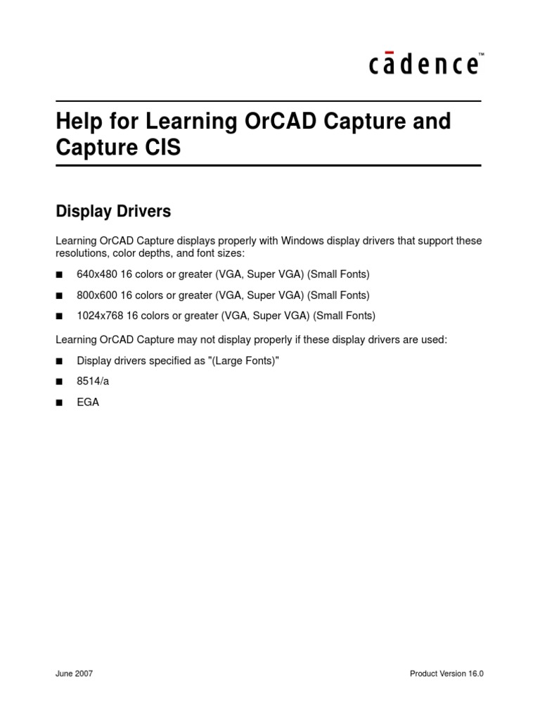 OrCAD Capture Display Driver Guide | PDF