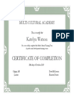 Multi-Cultural Traning Tour Certificate-Katelyn Watson