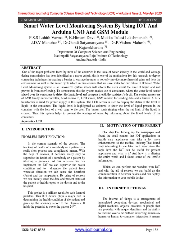IoT Water Level Monitoring System | PDF | Internet Of Things | Computer ...