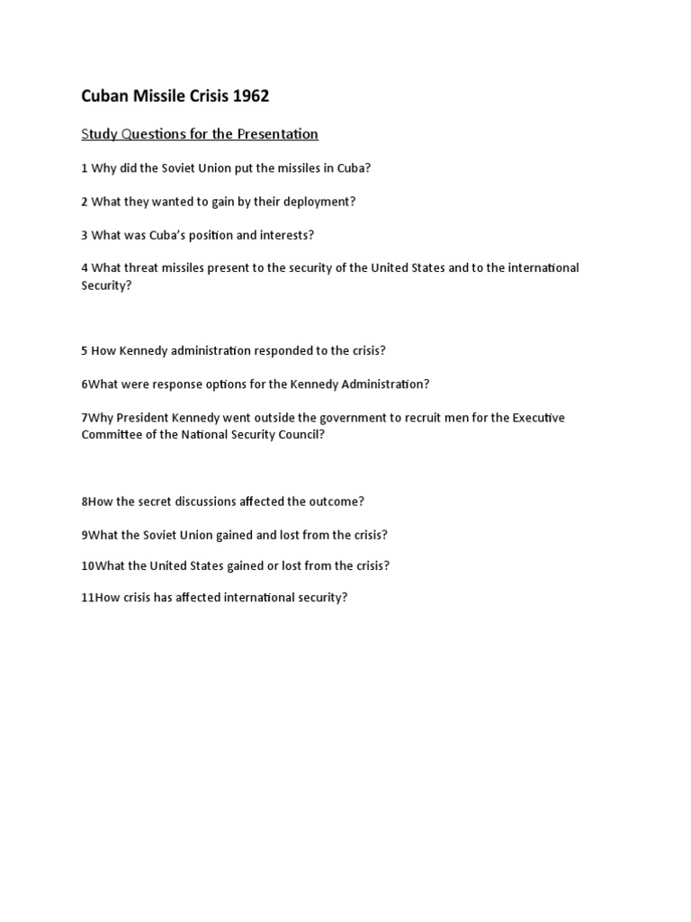 582 Prsentation Guiding Questions Cuban Missile Crisis PDF