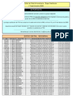 Horarios Del Taller de Vida Universitaria - Etapa Vestibular 1° Cuatrimestre 2020