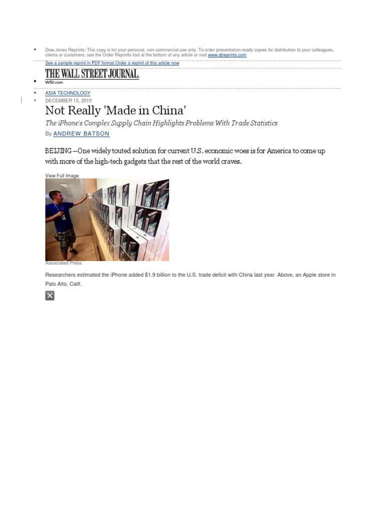 IPhone's Complex Supply Chain | PDF | Balance Of Trade | China