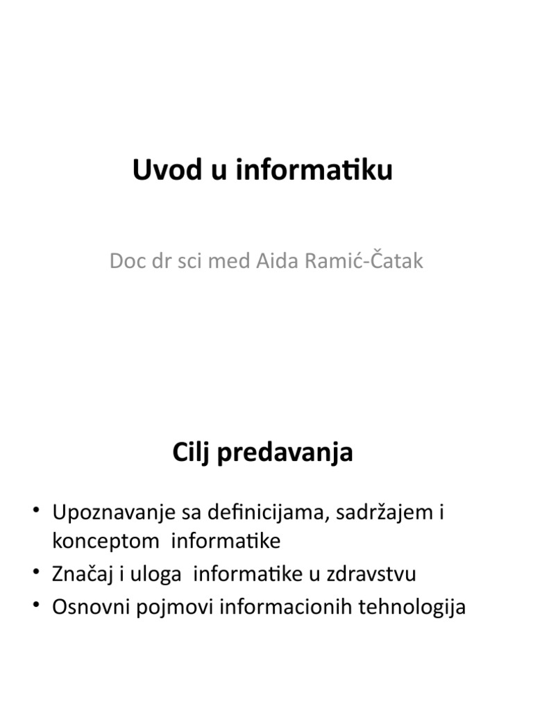 Uvod U Informatiku | PDF