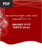 Microsoft Word and Pagemaker 6.5 Shortcut Keys