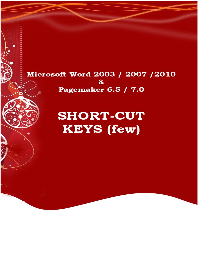 Microsoft Word and Pagemaker 6.5 Shortcut Keys | PDF | Control Key ...