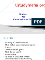 Seminar On Communication Skills: Submitted To: Submitted by