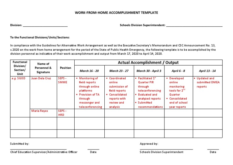 Work From Home Template PDF Business