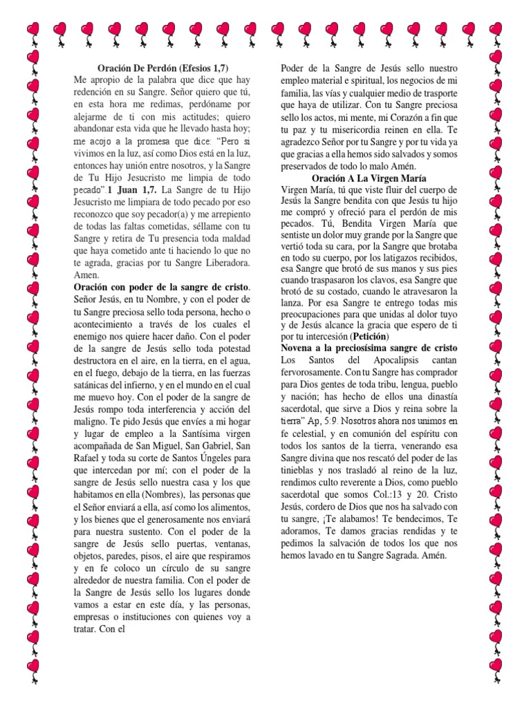 Novena a la Sangre de Cristo Completa | PDF | Cristo (título) | eucaristía