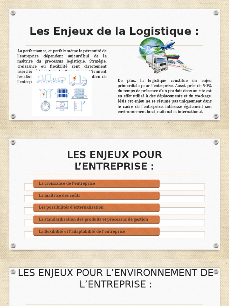 Enjeux de la Logistique pour l'Entreprise | PDF | Évolution de carrière ...