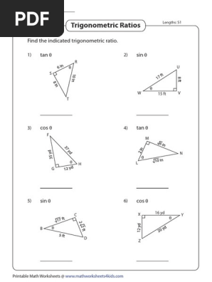 Trigonometric Ratios Worksheet Pdf Inverse Trigonometric Ratios