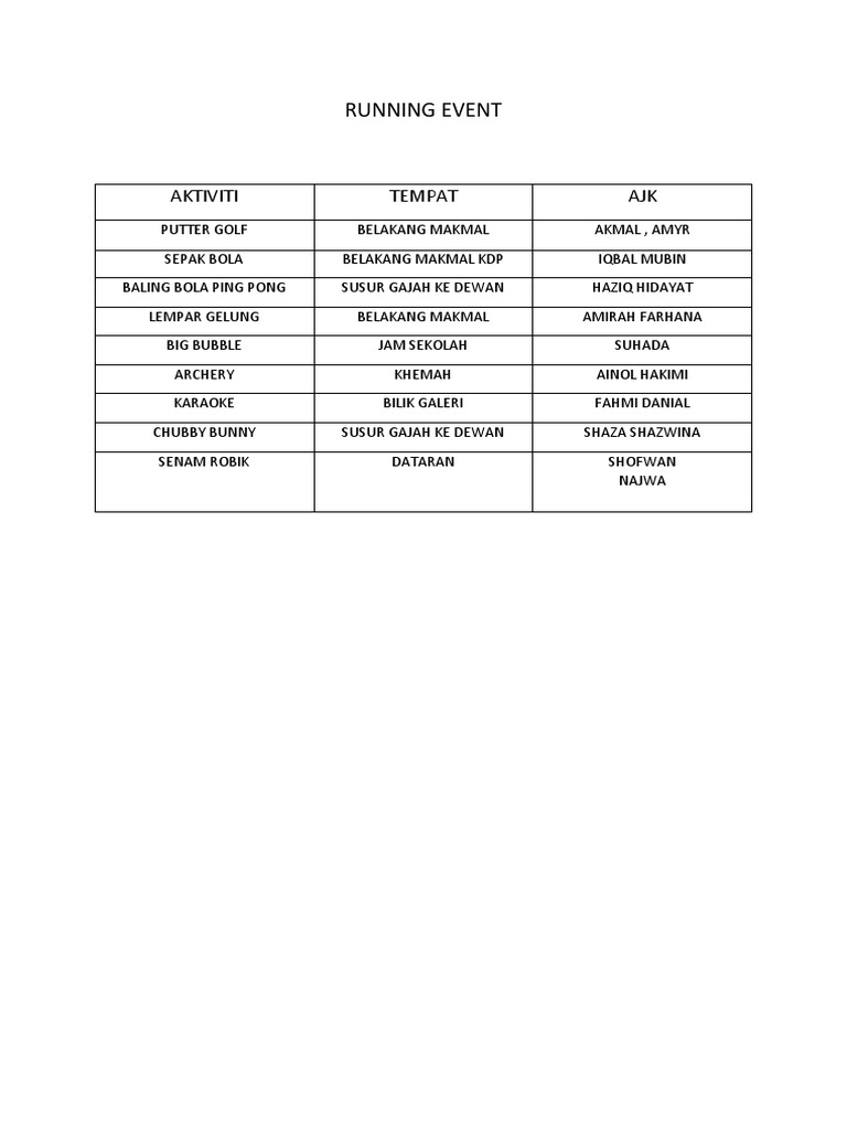 Running Event PDF