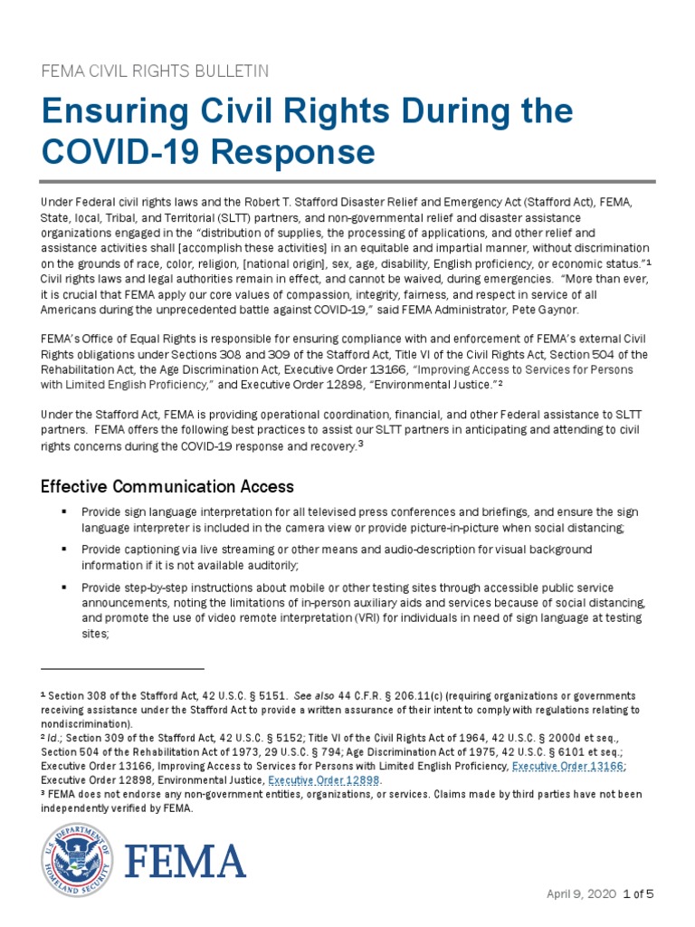 Ensuring Civil Rights During The COVID-19 Response | PDF | Federal ...
