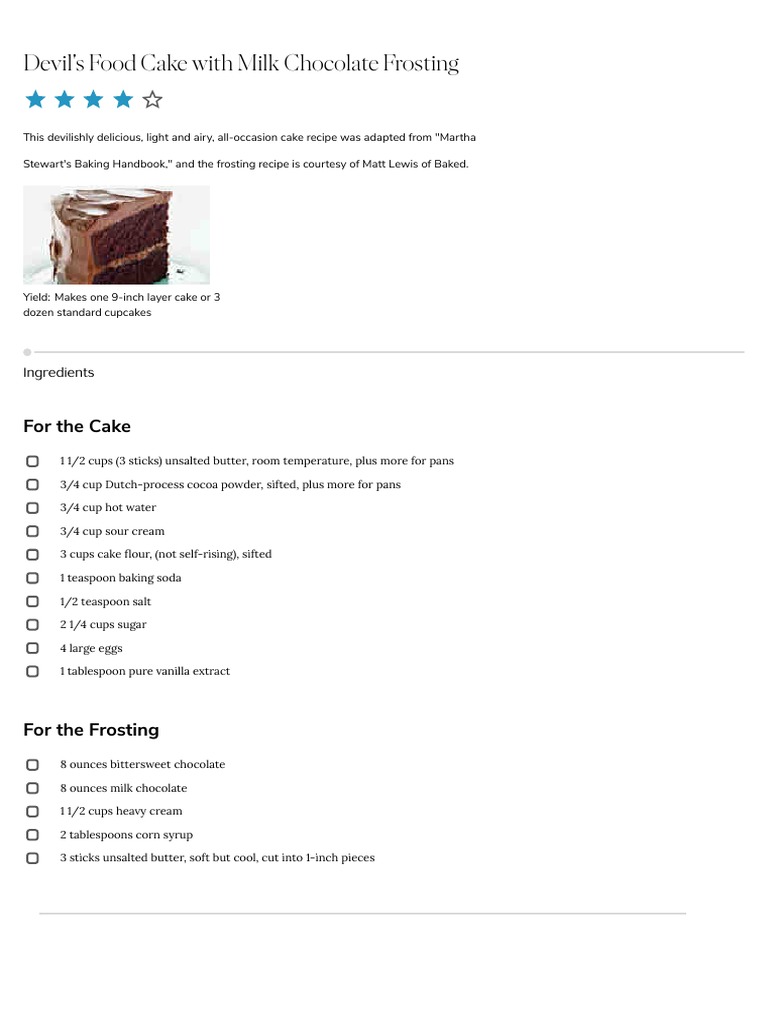 Devil's Food Cake With Milk Chocolate Frosting Martha Stewart PDF