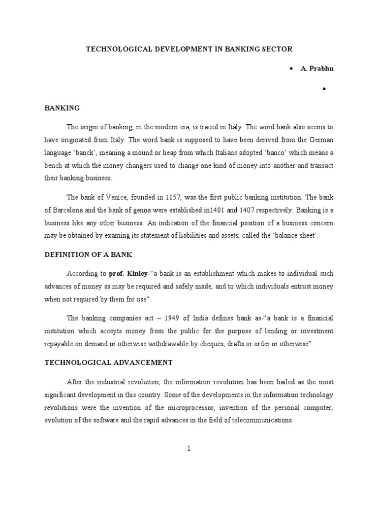 Technological Advancements in Banking | PDF | Online Banking | Banks ...