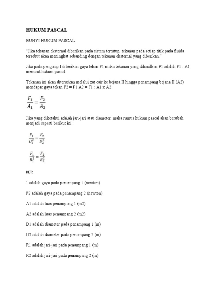 Hukum Pascal dan Bernoulli dalam Fluida | PDF