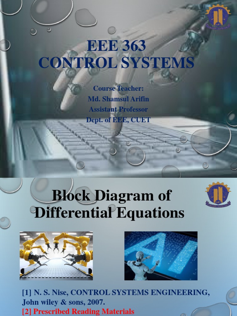 EEE 363 Control Systems: Course Teacher: Md. Shamsul Arifin Assistant ...