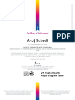 Anuj Subedi: Certificate of Achievement