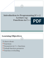 C++ Functions Introduction: Parameters, Overloading, Objects